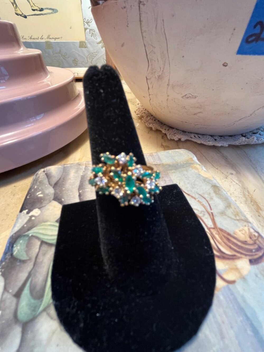 Diamond and Emerald Cocktail Ring